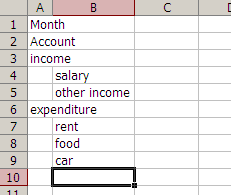 setting up the budget sheet